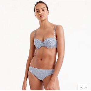 J. Crew Seersucker 32D Underwire Juliette Bikini Set Blue and White Stripes EUC